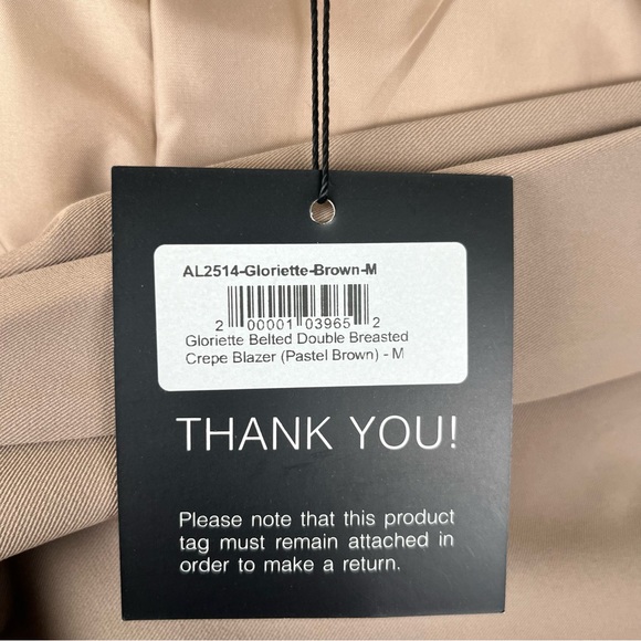 Aliava Gloriette Belted Double-Breasted Crepe Blazer — Size M - Picture 6 of 8